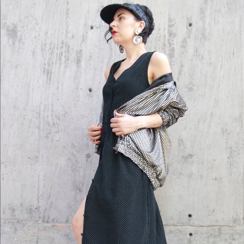 Vintage/ Statement Silver Bomber Jacket - image 1